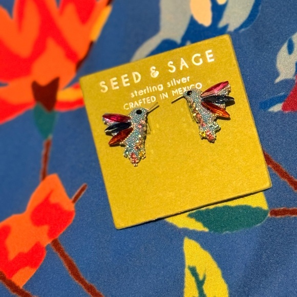 ✨ Seed & Sage Sterling Silver Hummingbird Earrings – Handcrafted in Mexico ✨ - Picture 3 of 11